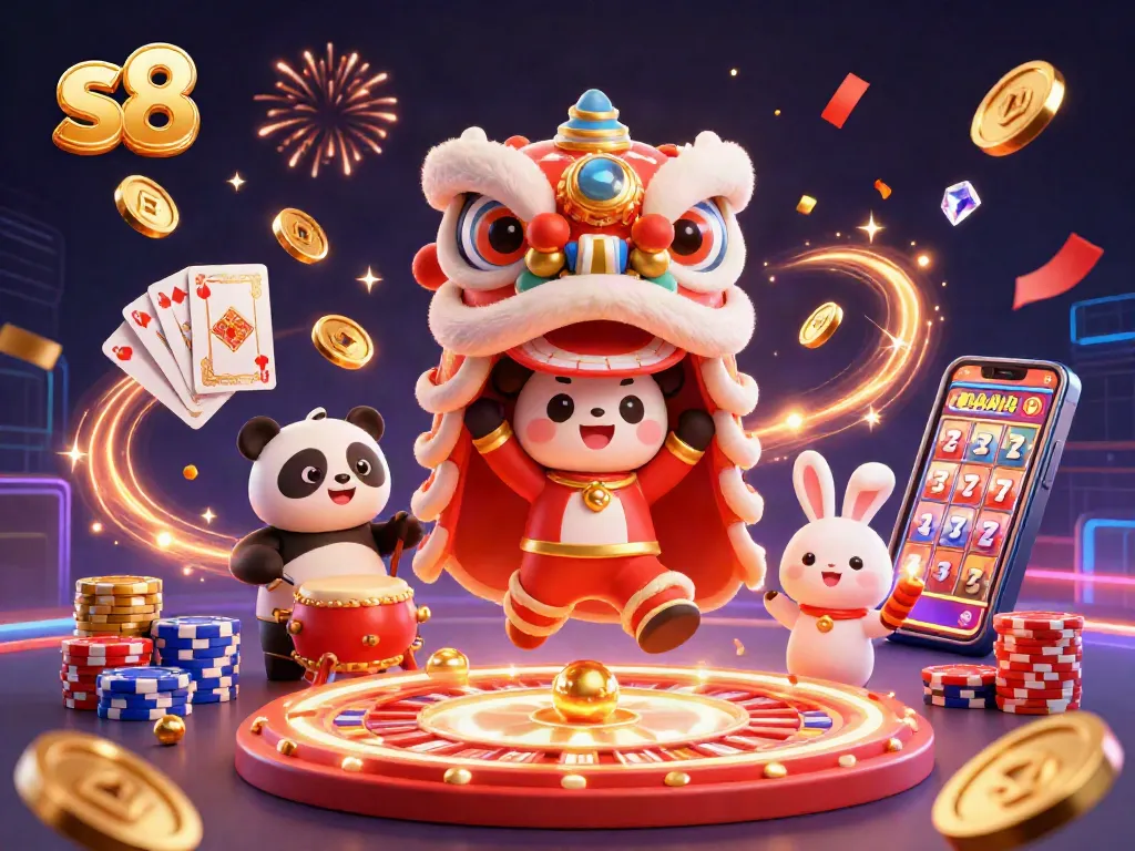 Experience the thrill of s8 with vibrant characters, golden coins, and an engaging casino atmosphere.
