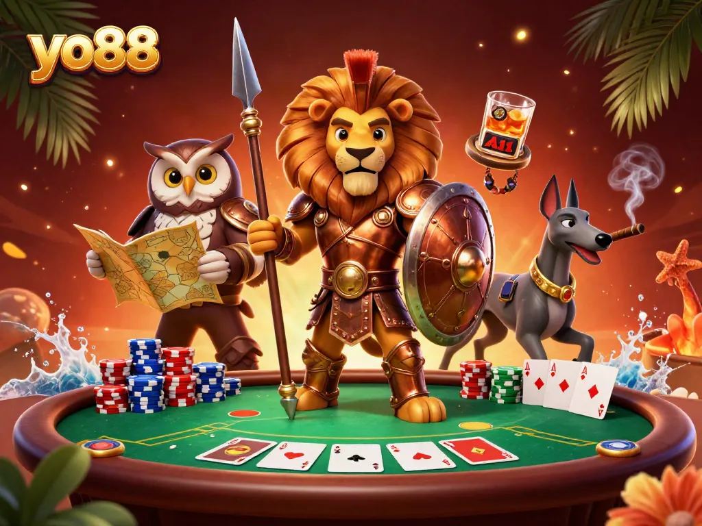 Experience thrilling poker action with yo88 featuring vibrant characters and dynamic gameplay elements.