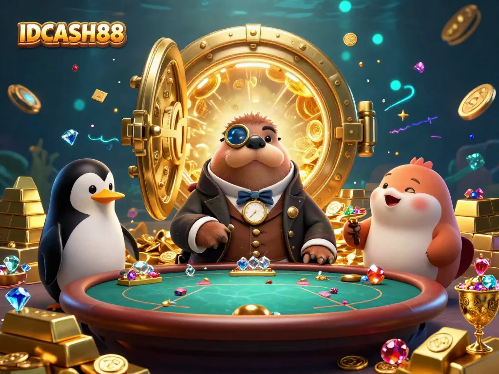 Experience thrilling gameplay at IDCASH88 with a vibrant underwater poker scene featuring unique characters.