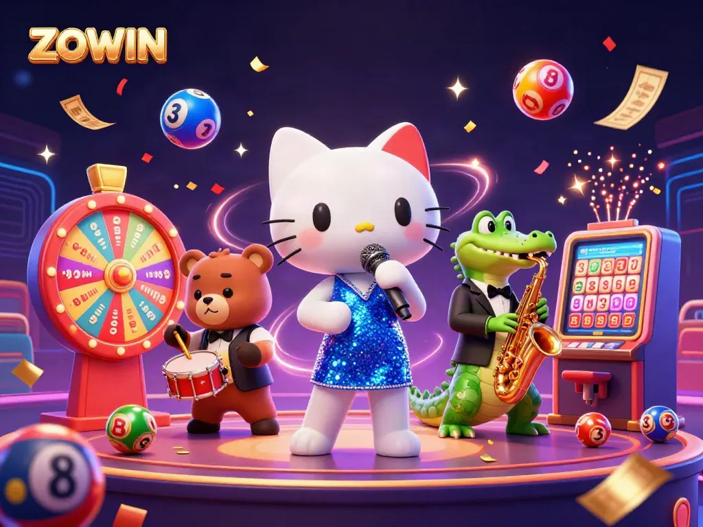 ZOWIN captivates players with exciting casino scenes featuring colorful lottery elements.