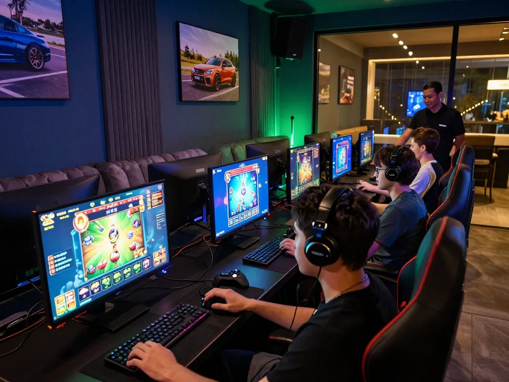 Experience thrilling online slots at vegasslot77 in an upscale gaming lounge atmosphere.
