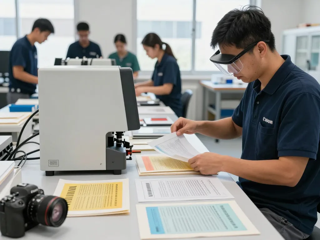 Địa chỉ bóc ép plastic showcasing skilled technician restoring documents using advanced technology, ensuring no text is damaged during the process.