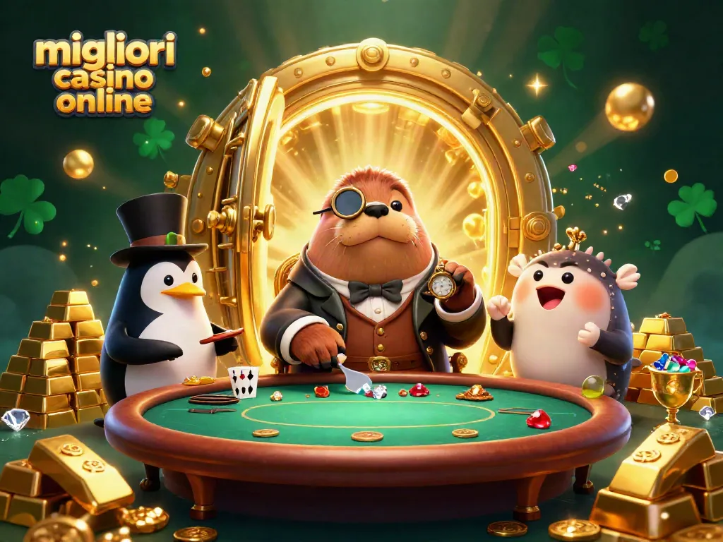 I migliori casino online con un tricheco in abito vittoriano giocano a poker, circondati da tesori.
