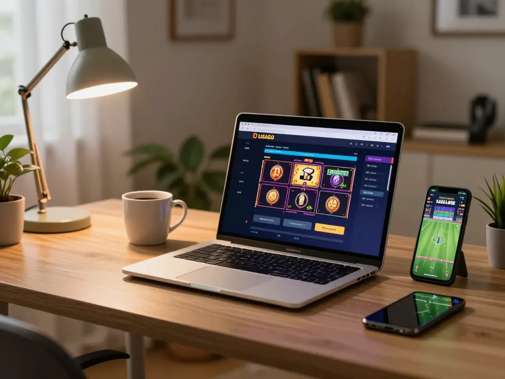 LIGALGO Daftar platform interface on a laptop inviting responsible gaming with engaging slot games.