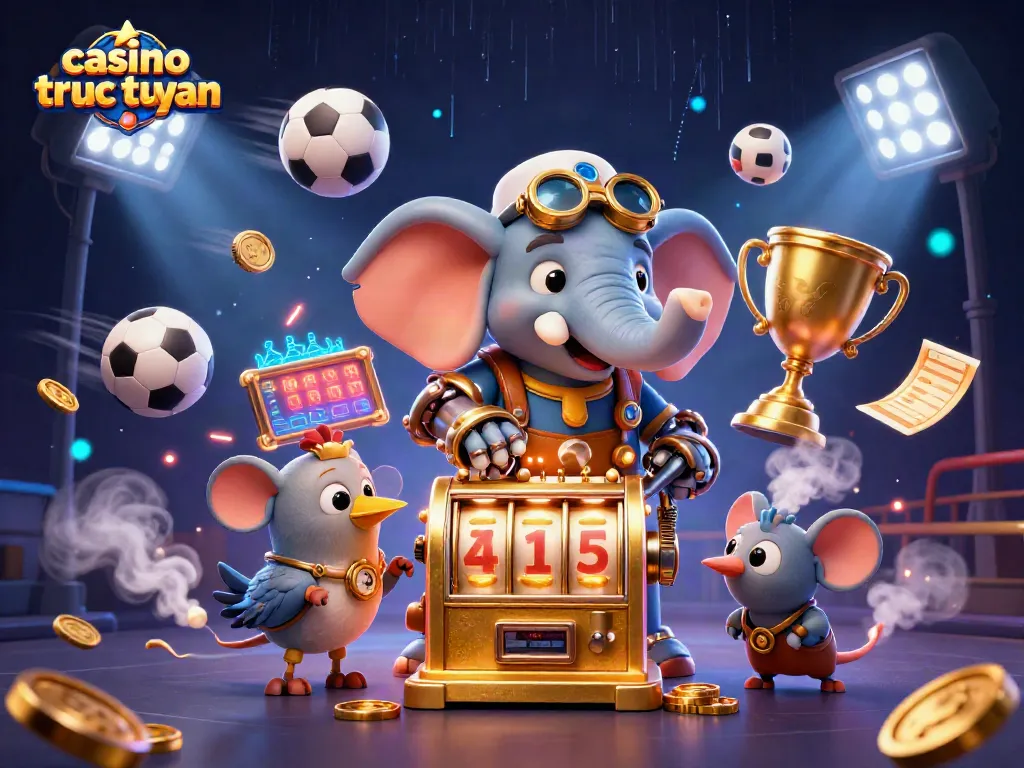 Khám phá casino trực tuyến với khung cảnh sôi động và các nhân vật 3D thú vị.