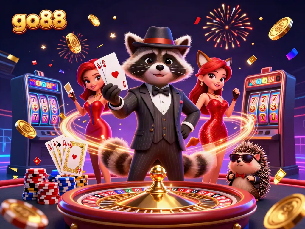 Experience the excitement of go88 with a thrilling casino scene featuring vibrant characters and colorful game elements.