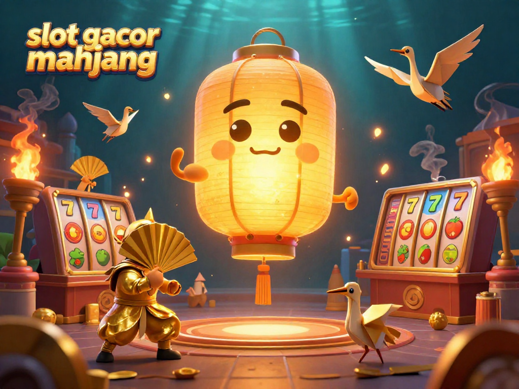 Engage with slot gacor mahjong in a vibrant 3D casino scene filled with colorful elements and lucky symbols.