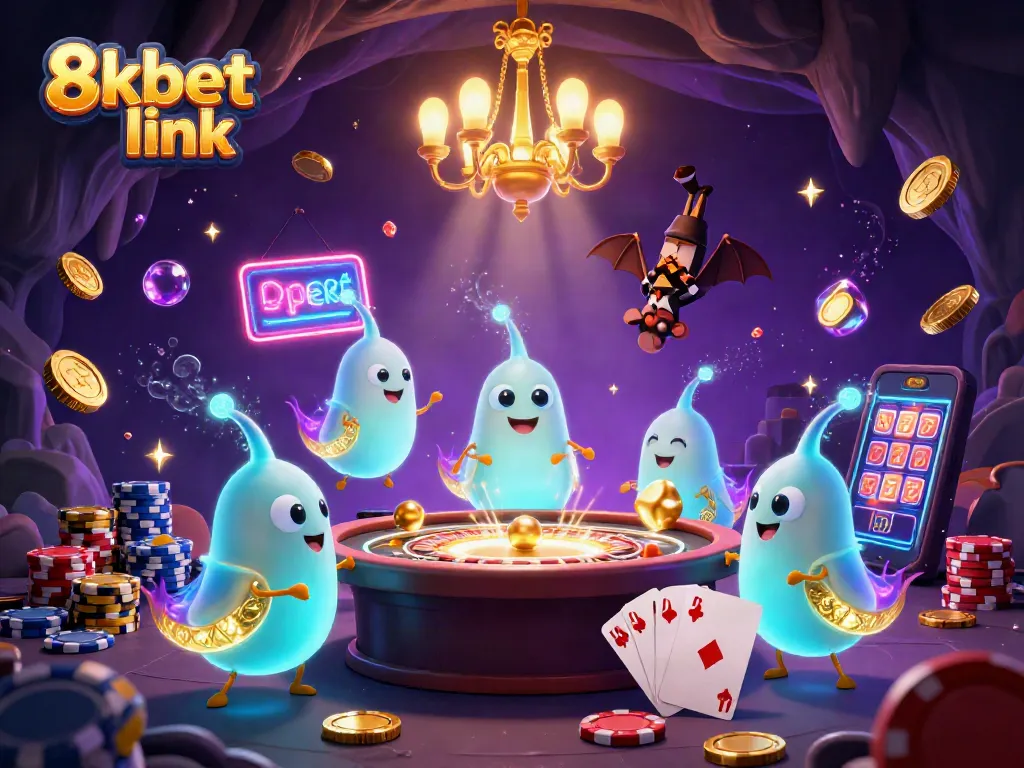 Experience thrilling gaming with 8xbet link illuminating a vibrant casino scene full of excitement and luck.