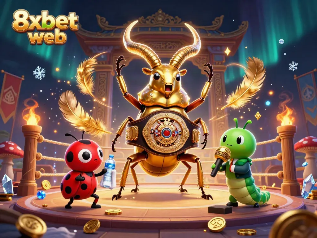 Experience thrilling gaming with 8xbet web in this vibrant 3D casino illustration.
