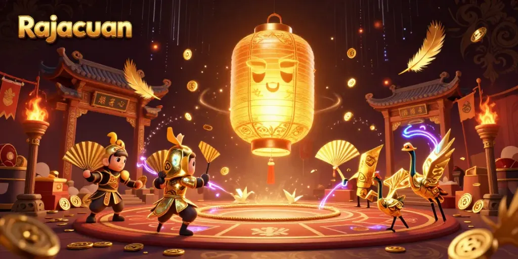 Experience thrilling gameplay at Rajacuan, featuring fiery winning symbols and golden rewards.