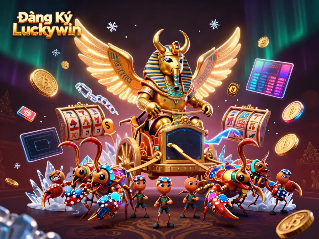 Engage in thrilling gameplay with Đăng Ký Luckywin, featuring a vibrant 3D casino scene.