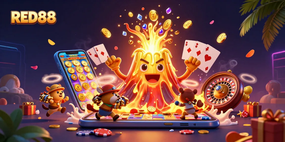 Experience the thrill of gaming with RED88 as the volcano erupts coins and treasures.