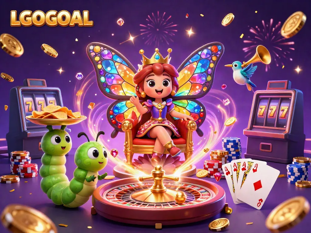 Experience LGOGOAL with swirling casino thrills and vibrant gaming energy illustrated in a dynamic scene.