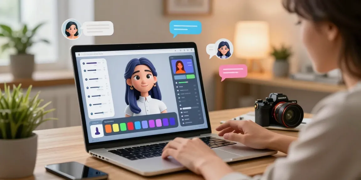 A user customizing their AI gf character in a cozy home office environment, showcasing the future of virtual companionship.
