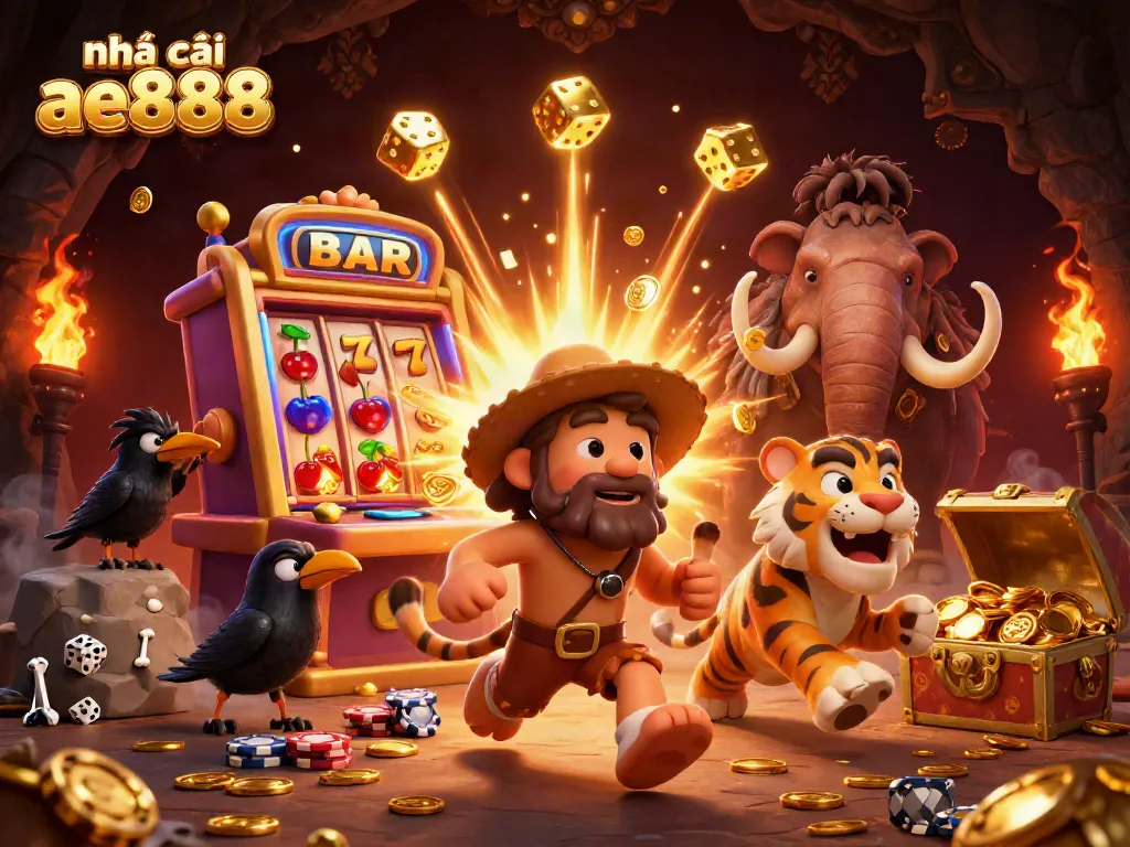 Experience the excitement of nhà cái ae888 in this vibrant casino-themed 3D illustration.