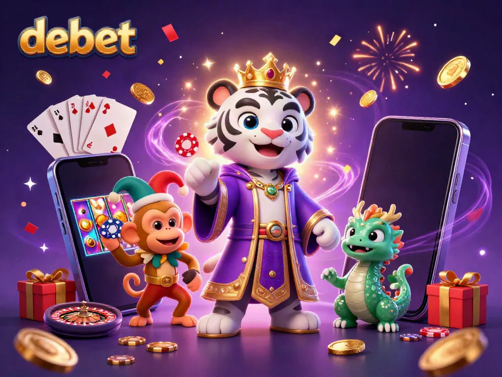 Experience engaging gameplay at Debet with dynamic casino-themed characters and vibrant elements.
