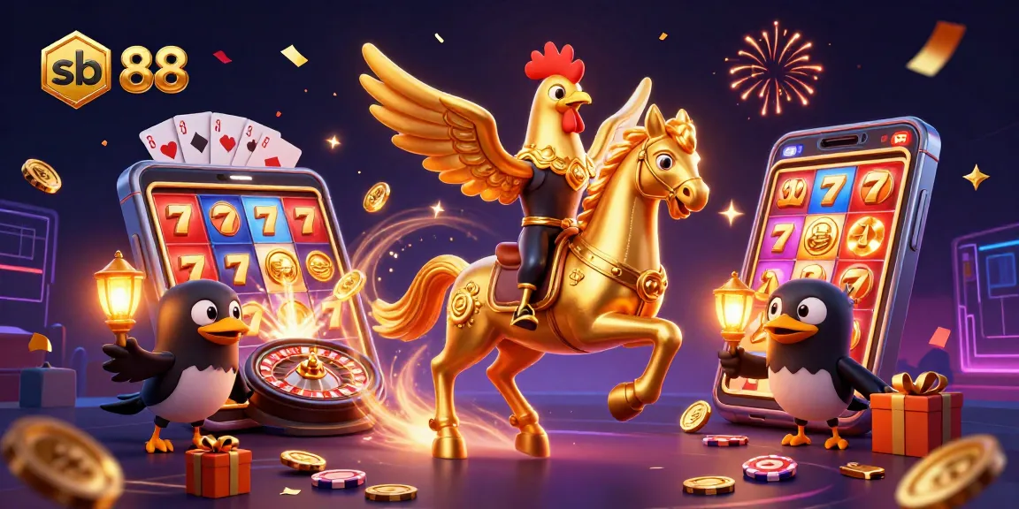 Experience thrilling gaming at sb 88 with a golden rooster and spectral casino scene.