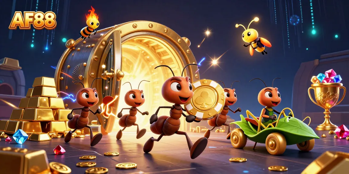 Join the adventurous AF88 ants in a high-stakes poker heist filled with treasure and excitement!