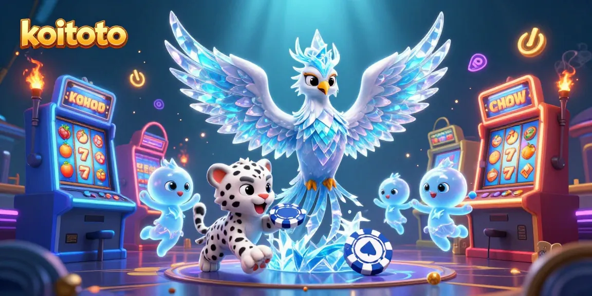 Koitoto delivers an exhilarating online casino experience featuring vibrant characters and slot machines in a dynamic scene.