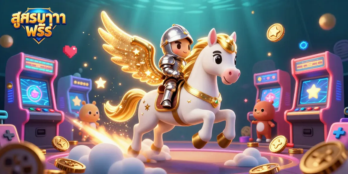 Win big with สูตรบาคาร่า ฟรี in this vibrant 3D casino scene featuring a celestial theme.