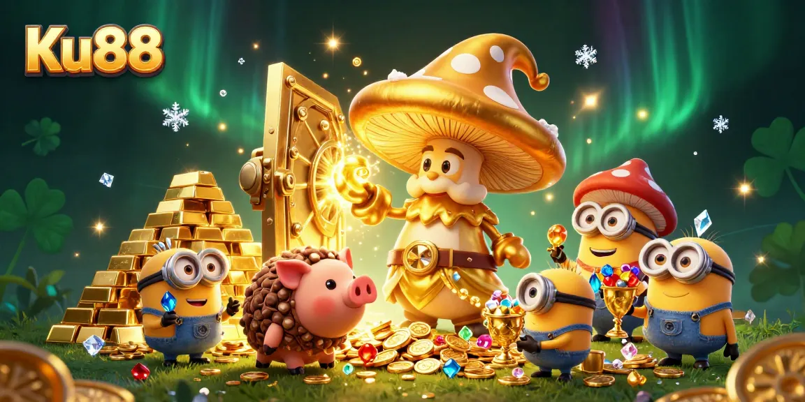 Engage in winning strategies at Ku88 with cartoon characters and luxurious casino treasures.