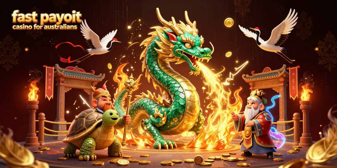 Engage with fast payout casino for australians featuring a jade dragon and lucky symbols.