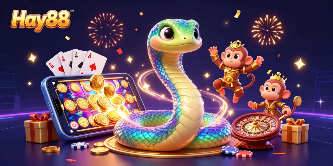 Experience the vibrant action at Hay88 with a colorful 3D illustration showcasing casino games.