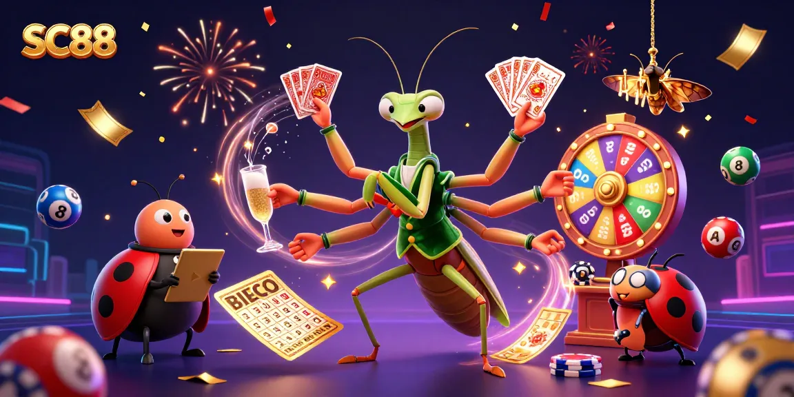Play cards and win big at SC88 with vibrant casino elements and dynamic characters.