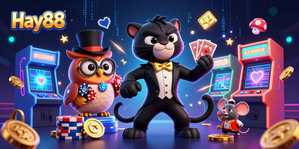 Experience thrilling gaming with Hay88 featuring vibrant characters and dynamic casino elements.