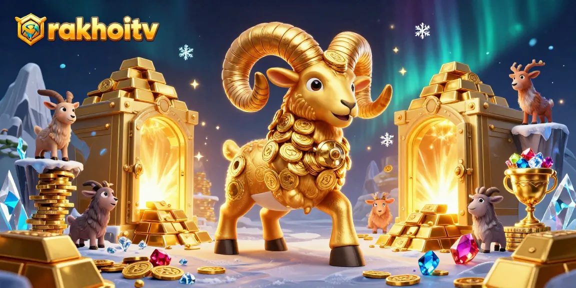 Experience the thrill of rakhoitv as a golden ram charges through a treasure-filled gaming scene.