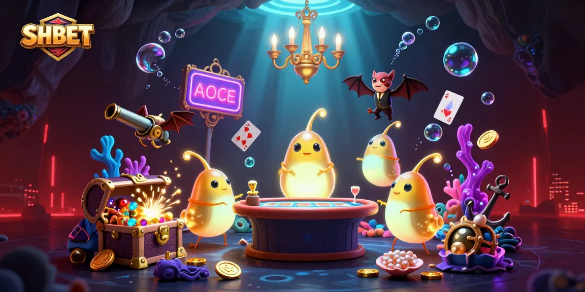 Experience the vibrant SHBET casino world with glowing glowworms and a bat dealer for an exciting gaming atmosphere.