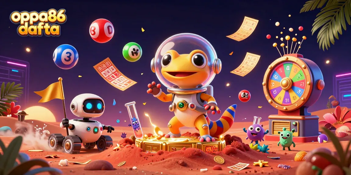 Experience excitement with oppa86 dafta in a vibrant alien casino scene featuring dynamic lottery elements.