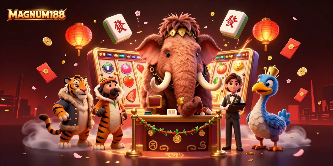 Experience excitement at MAGNUM188 with the dynamic and colorful casino scene featuring a VIP entrance.