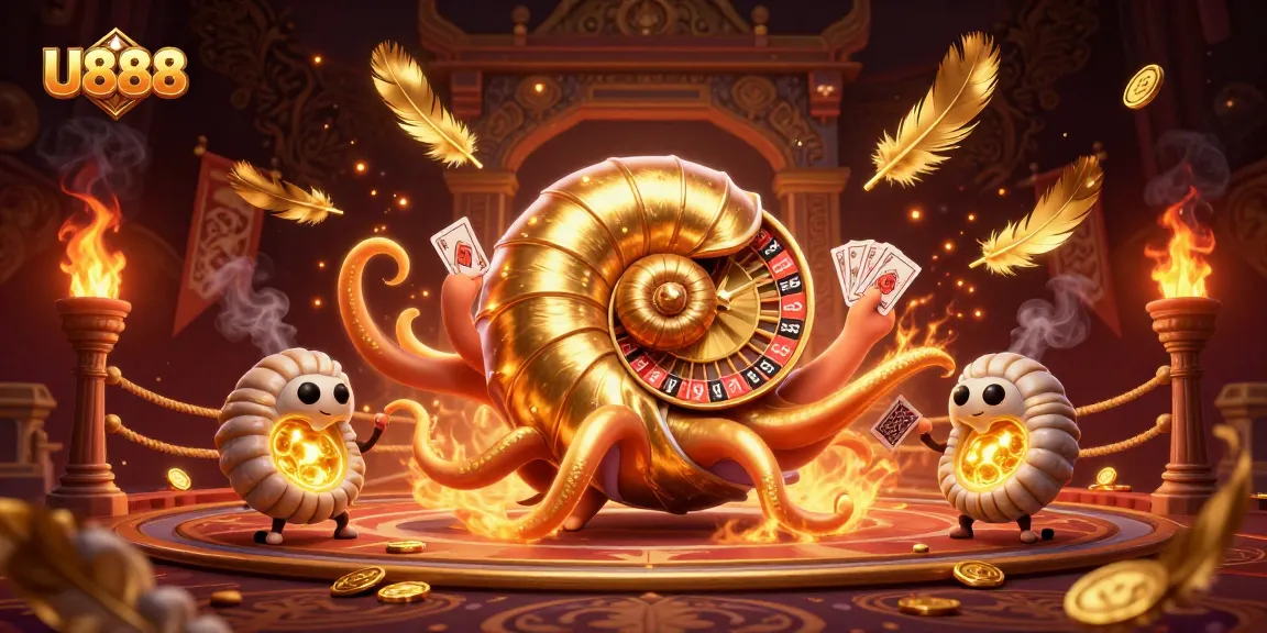 Experience thrilling gameplay at U888 with a giant nautilus roulette wheel and glowing ammonite companions.